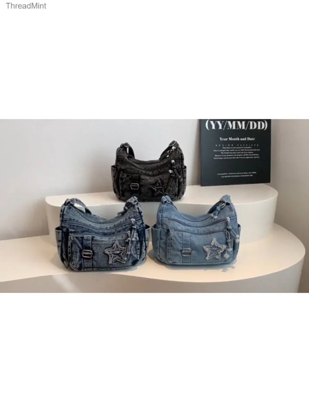 Denim Crossbody Bag Vintage Jean Shoulder Purse Canvas Satchel Messenger Hobo